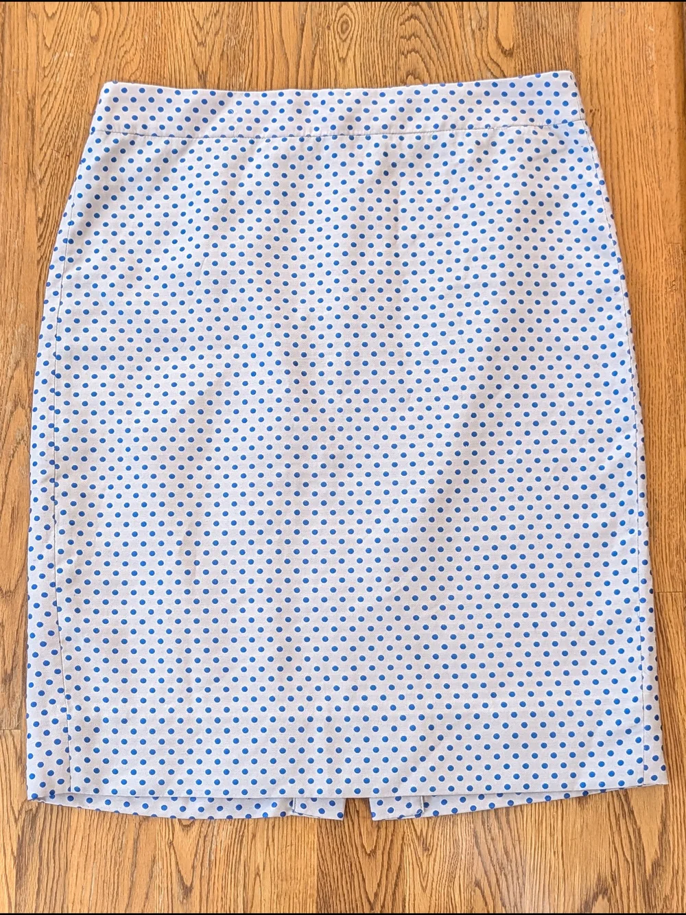 J Crew Lilac and Blue Polka Dot Patterned Pencil Skirt